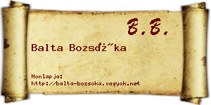 Balta Bozsóka névjegykártya